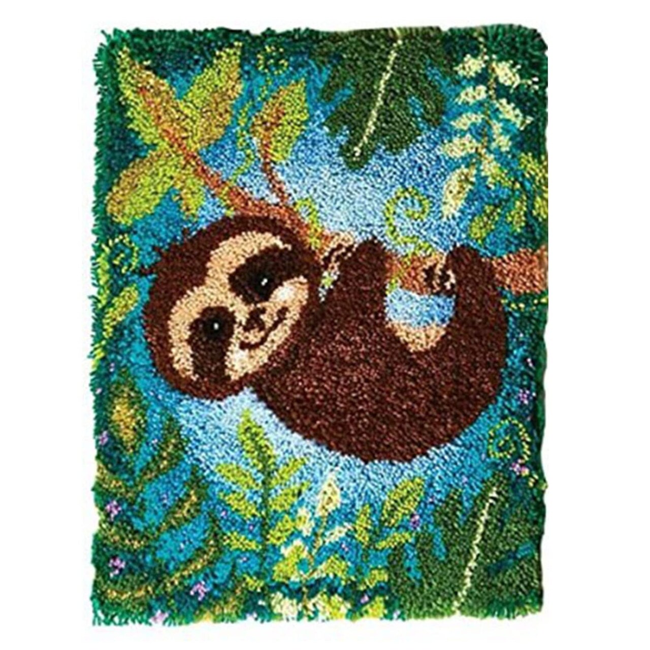 Latch Hook Rug Kits Printed Canvas DIY Rug Making Kits Home Decoration Needlework for Adults Beginners 20.5" X 15"(Sloth)